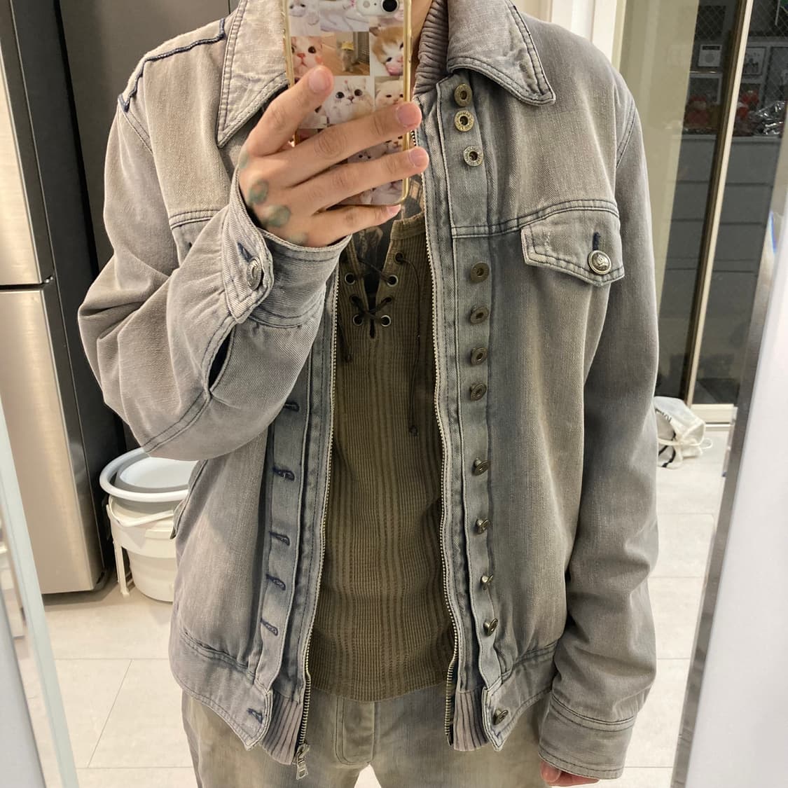 2000s 돌체앤가바나 레이어드 데님 봄버 자켓 상품이미지2