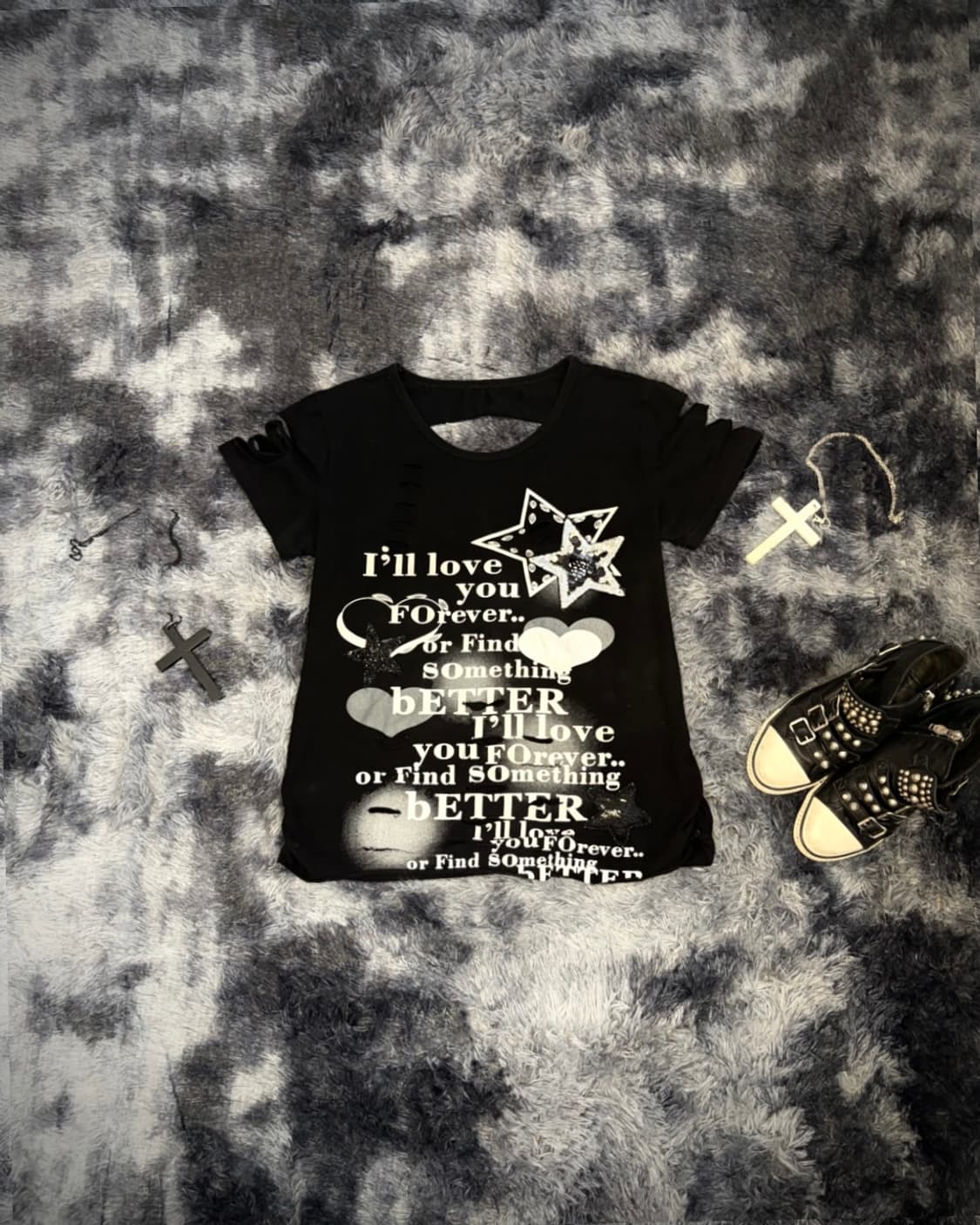 00's lettering damage spangles sleeve 상품이미지1