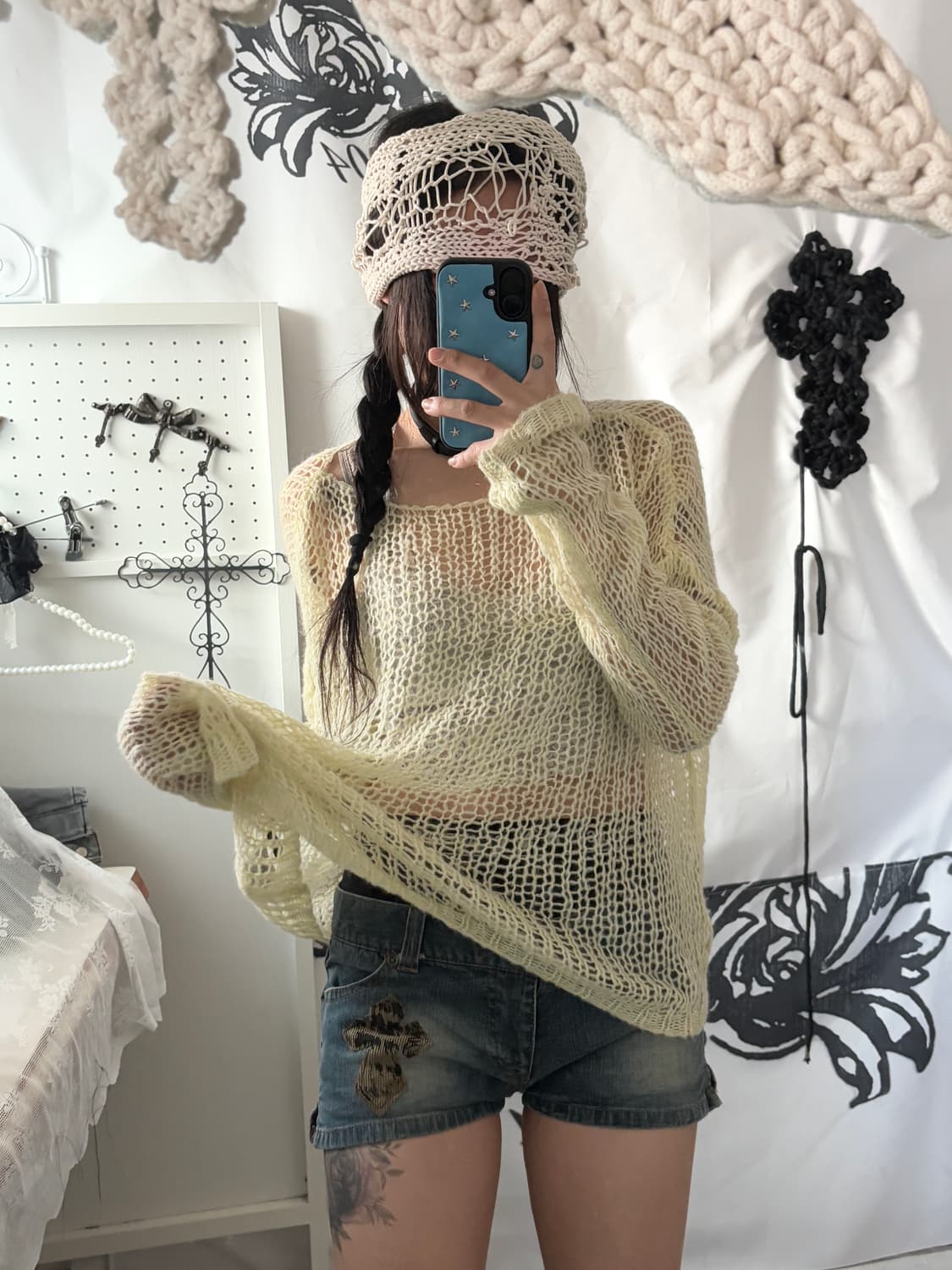 • Ivory crochet knitwear 상품이미지4