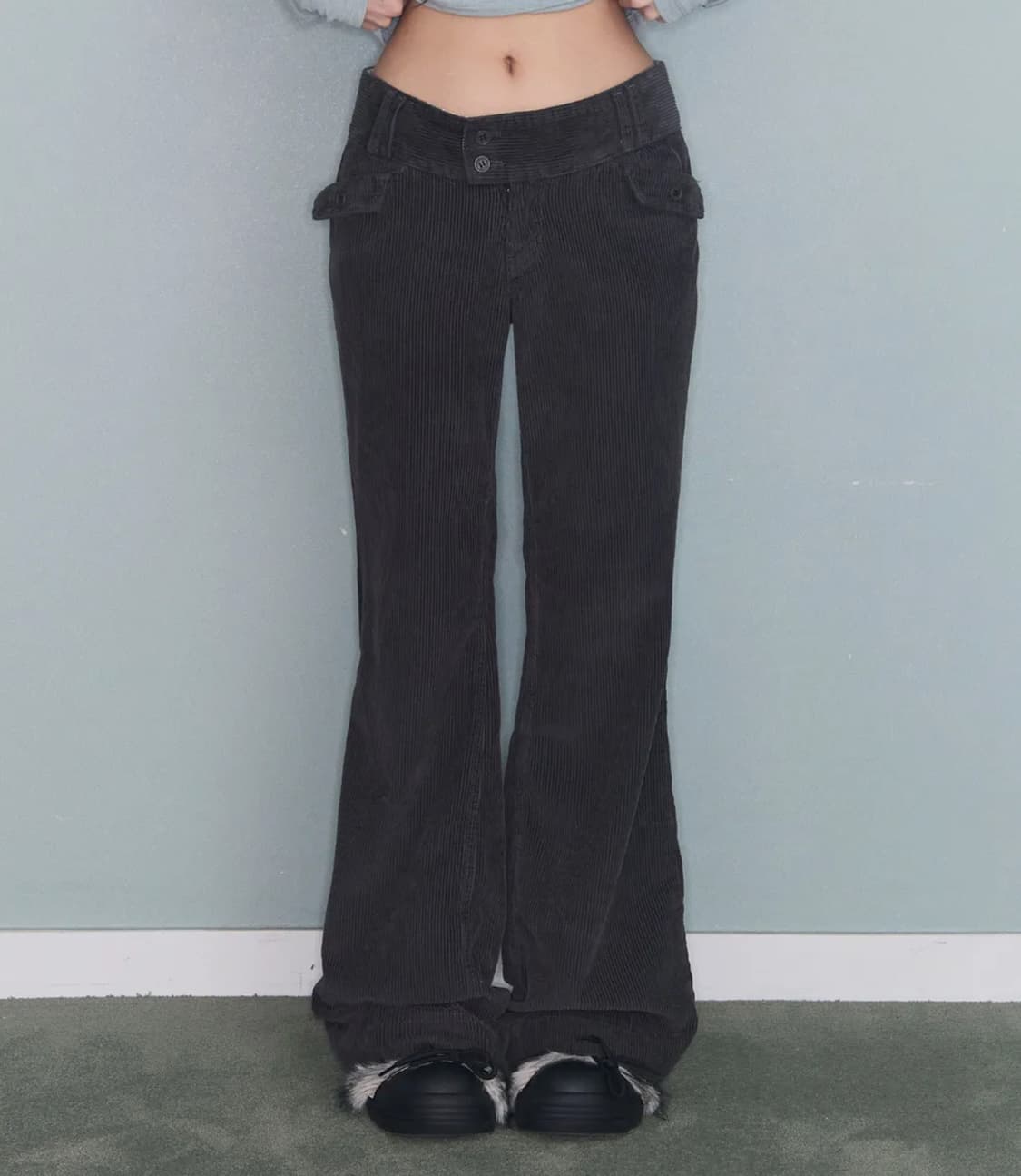 미레코 FLOWER LOW CODUROY PT CHARCOAL 상품이미지1