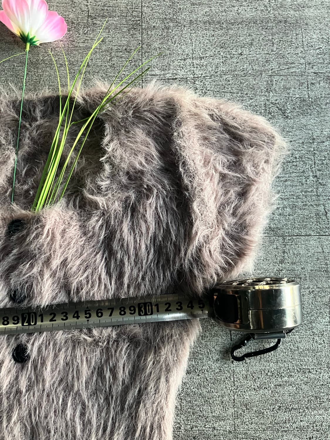 일본빈티지 핀터깔y2k 하구미달천깔 앙고라 퍼반팔가디건 상품이미지2