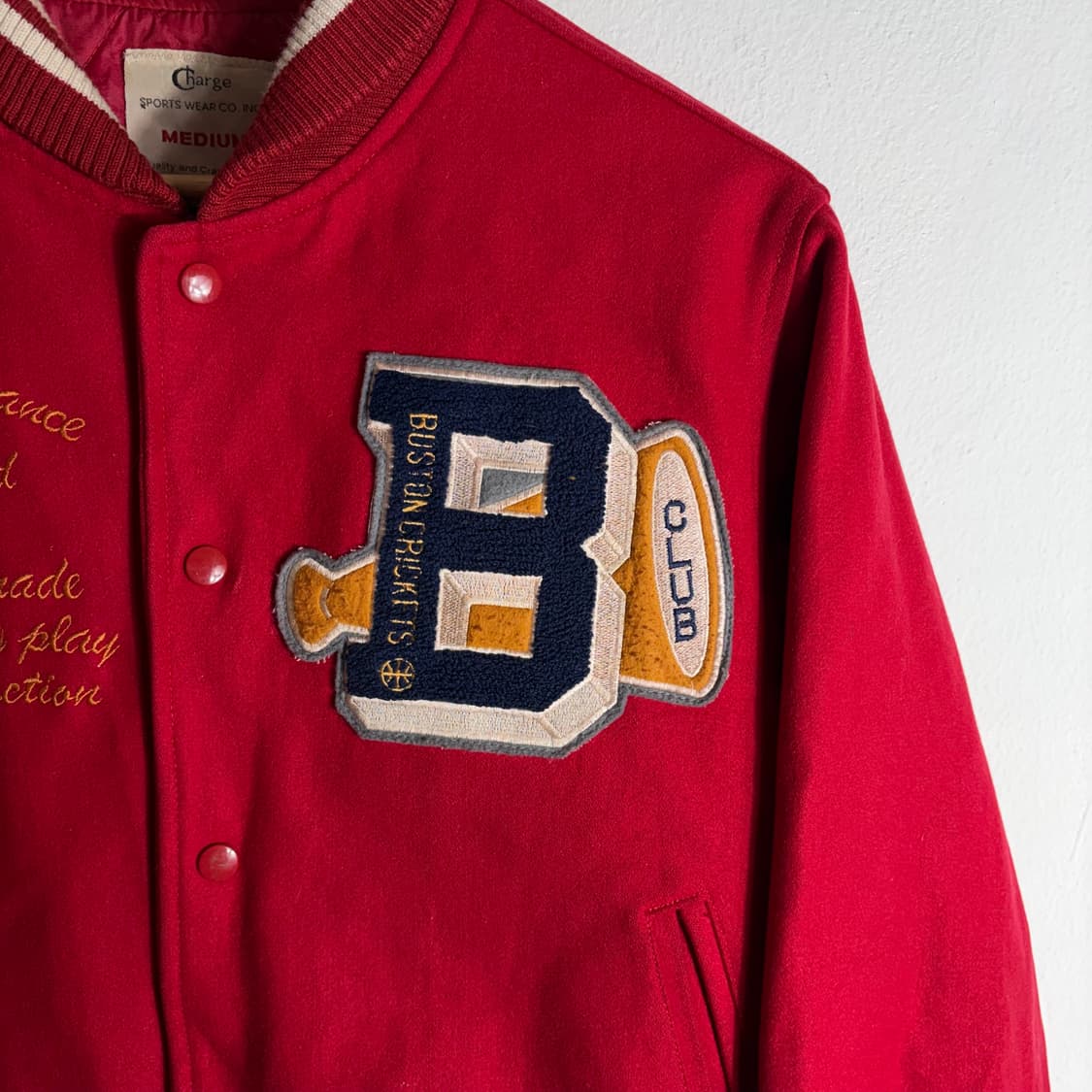 90s 미제 레드 바시티 점퍼(M) 상품이미지3