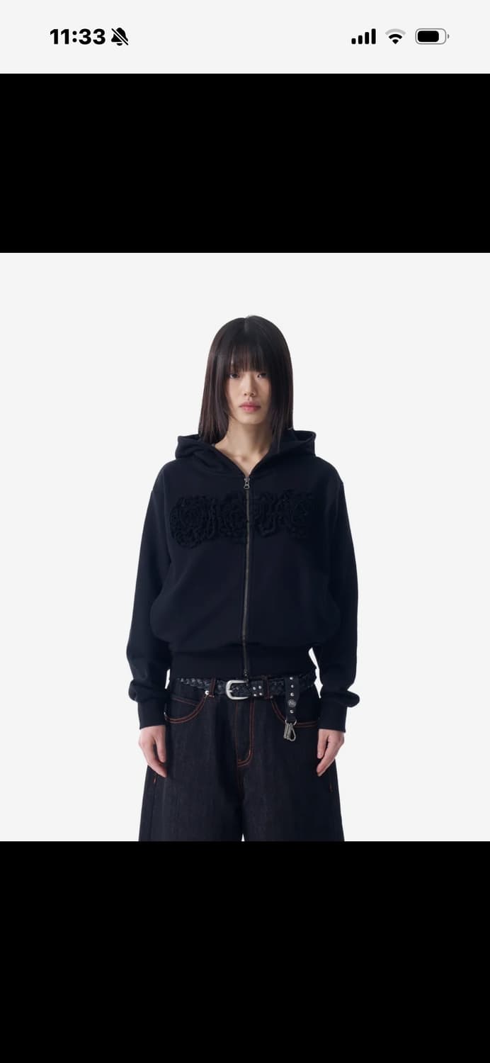 아캄 Flowers Zip-Up Hoodie (Black) 상품이미지1