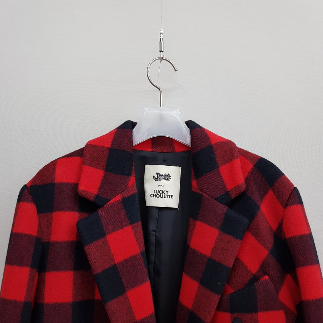 럭키슈에뜨 JDC 콜라보 레드 체크 울 자켓 36사이즈 상품이미지2
