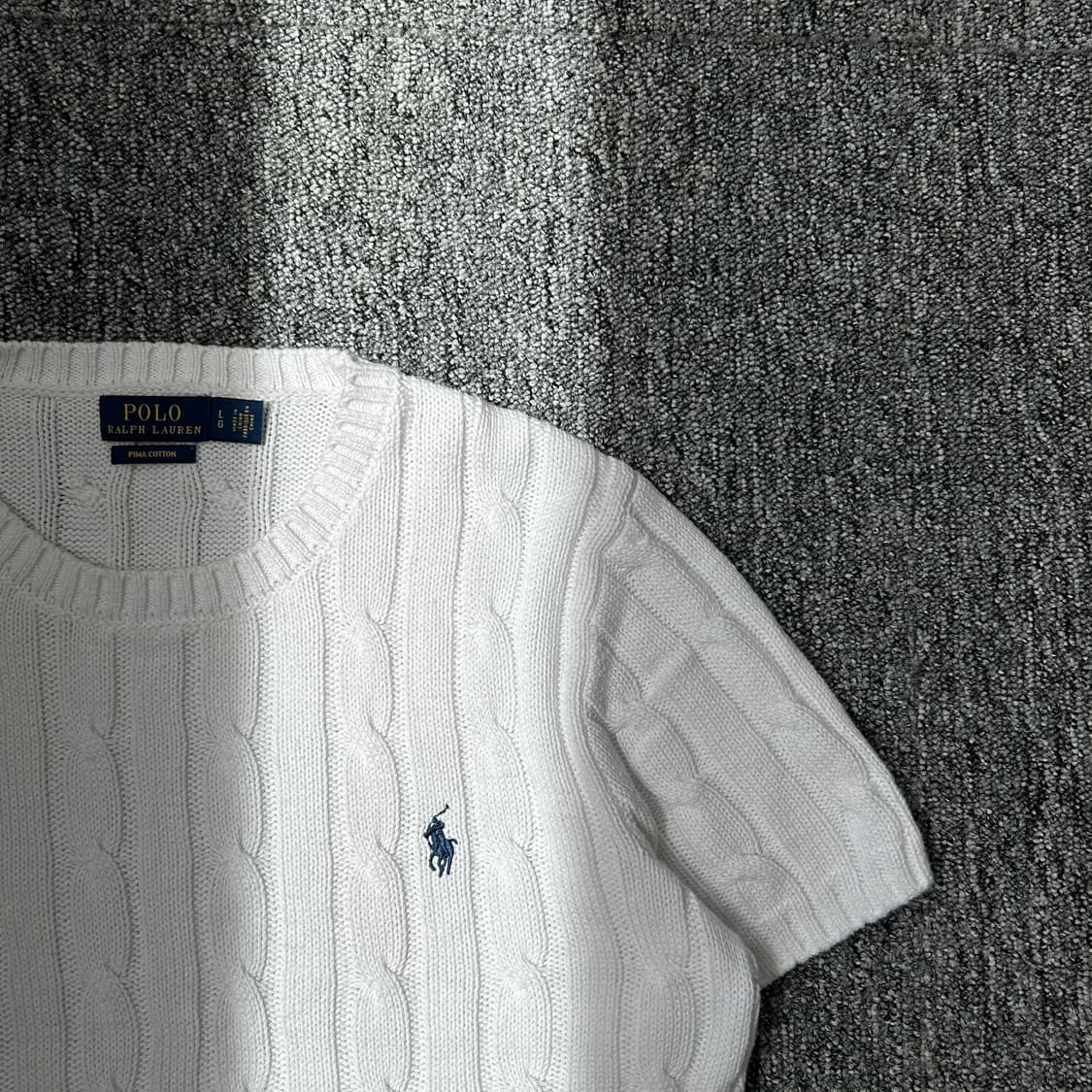 폴로 랄프로렌 케이블 화이트 니트 반팔 상품이미지2