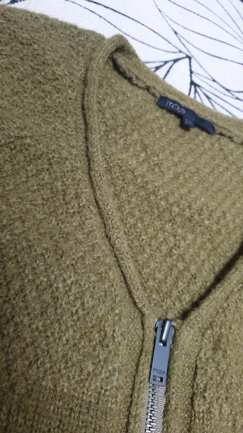 Maje 니트 집업 울 가디건 올리브 세미오버핏 1사이즈 상품이미지2