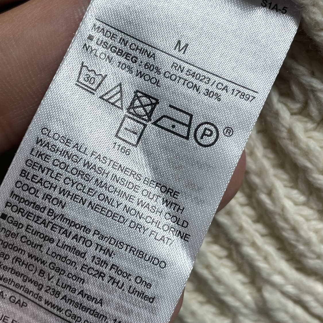 [M] GAP 갭 아이보리 꽈배기 니트 집업 가디건 상품이미지3