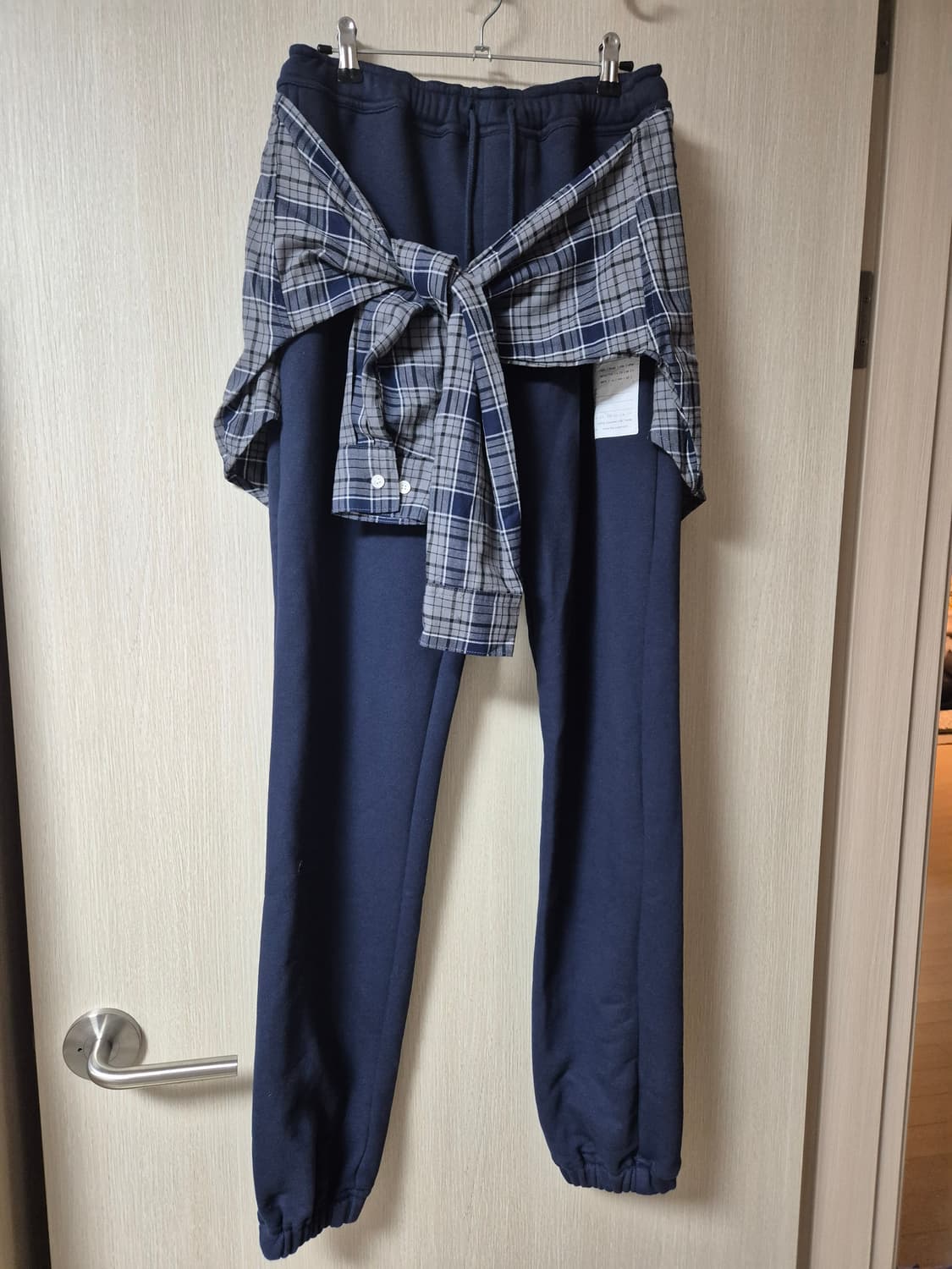 (새제품) 노앙 체크 패턴 셔츠 레이어드 조거팬츠 M 상품이미지2