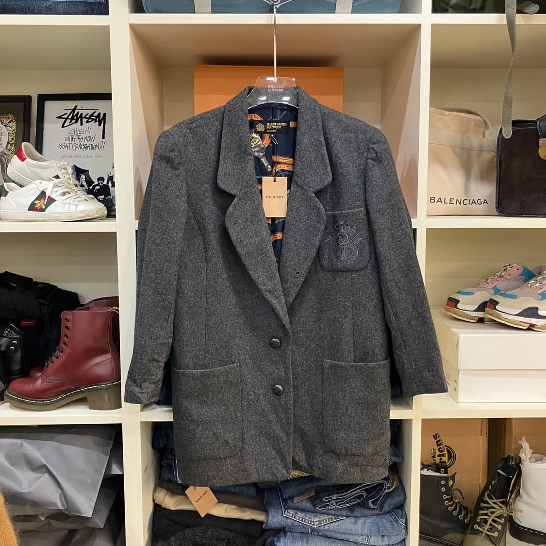 하디 에이미스 차콜 울 더블 블레이저 상품이미지1