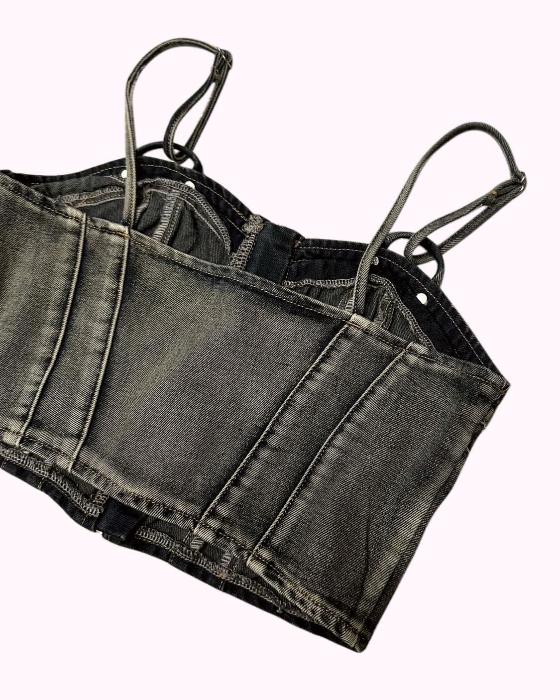 fade denim tube top 상품이미지5
