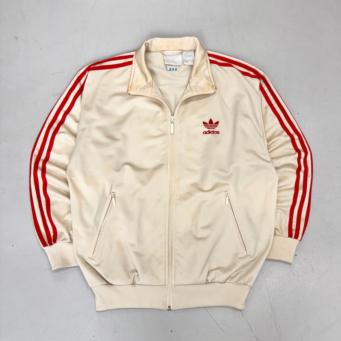 *레전드* 아디다스 80s-90s 파이어버드 아이보리 레드 트랙탑 져지 상품이미지2