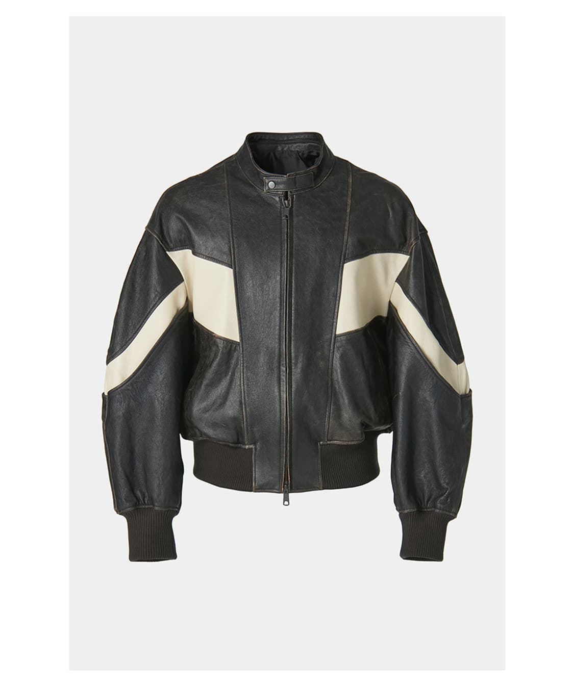 디스트레스 믹스드 레더 점퍼 상품이미지1