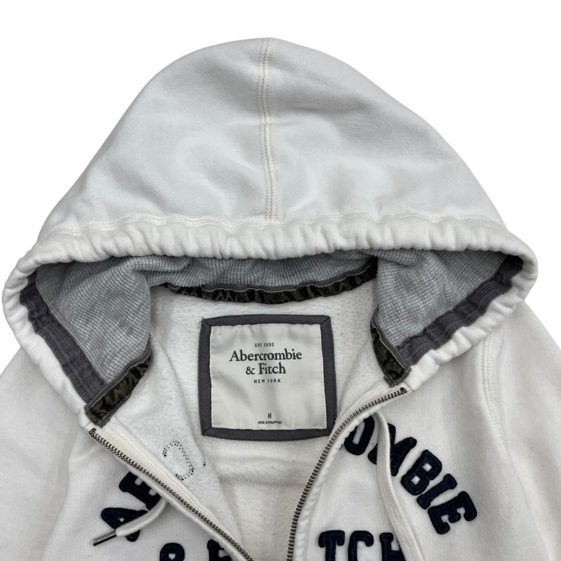 아베크롬비 딱붙핏 네이비패치 화이트 후드집업 M 상품이미지5