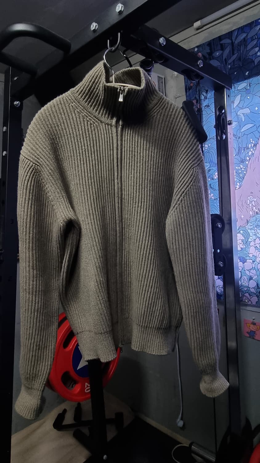 인더로우 풀집업 멜란지카키 3사이즈 상품이미지1