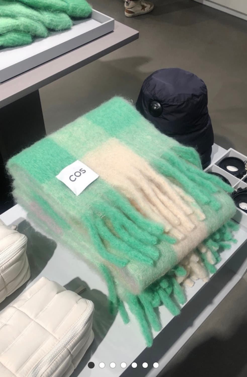 코스 모헤어 체크 머플러 그린 상품이미지2