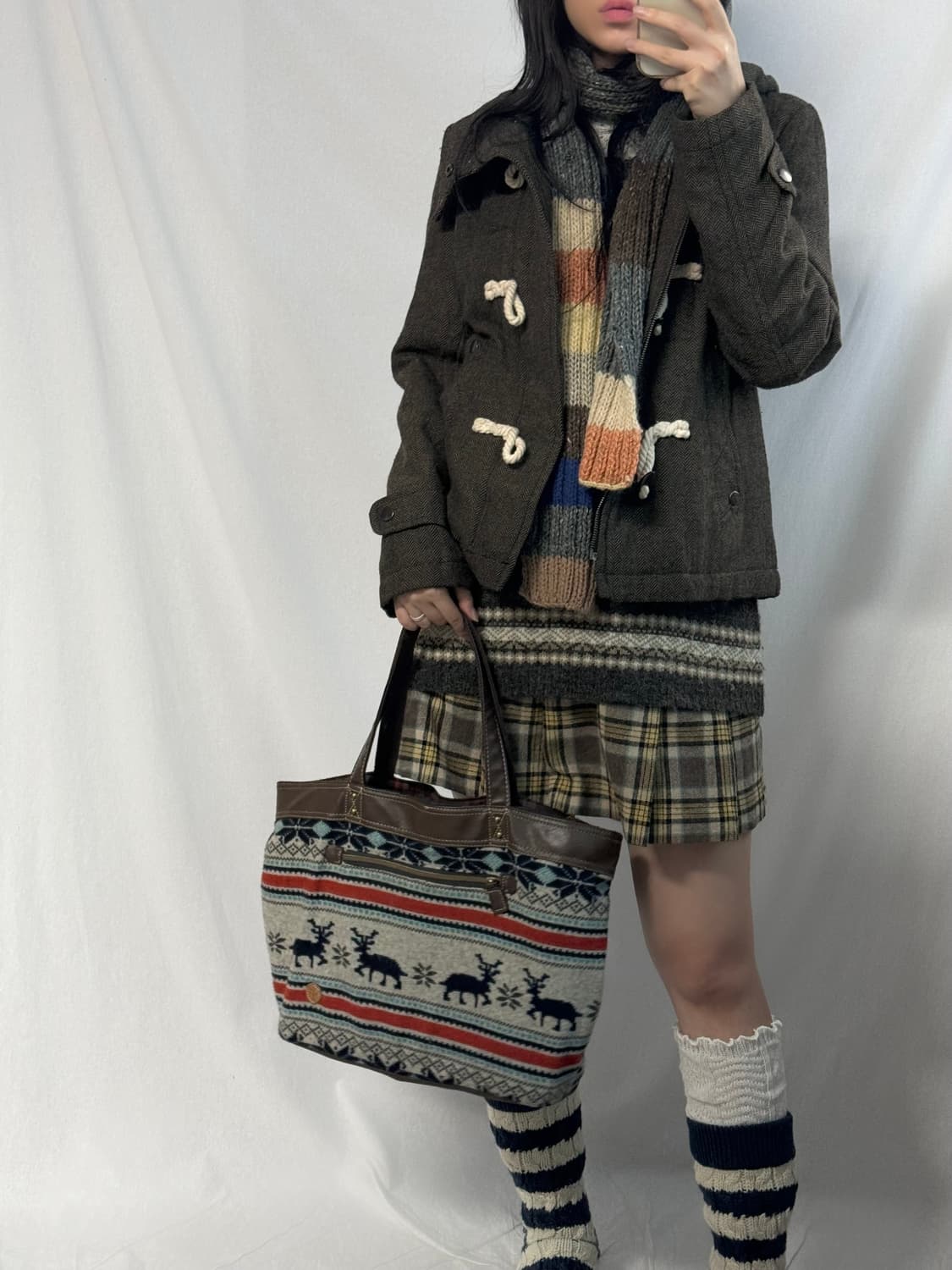 노르딕 패턴 니트 백 상품이미지2