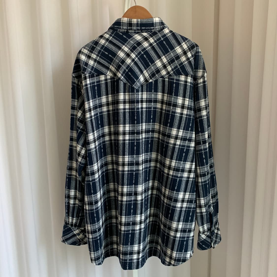 일본 빈티지 NEEDRIC 에스닉 체크 셔츠 상품이미지4
