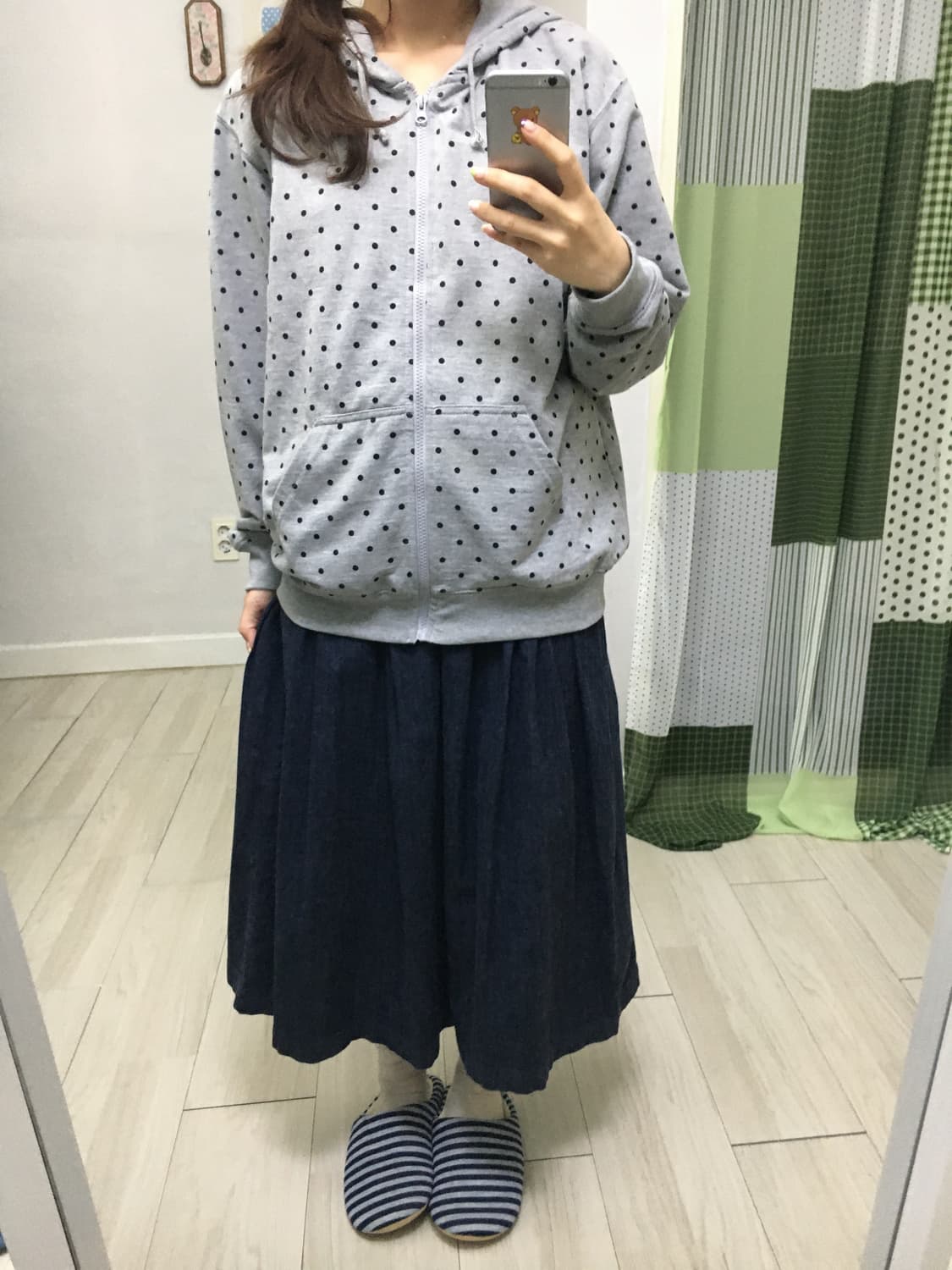 그레이 도트 후드집업 상품이미지8