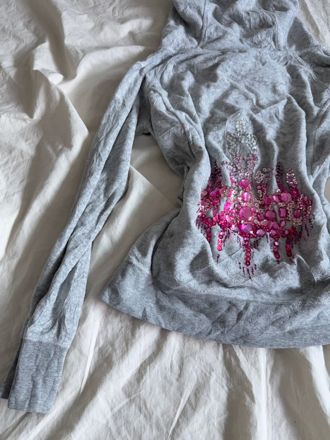 라디 그레이 샹들리에 갸루 후드집업 상품이미지2