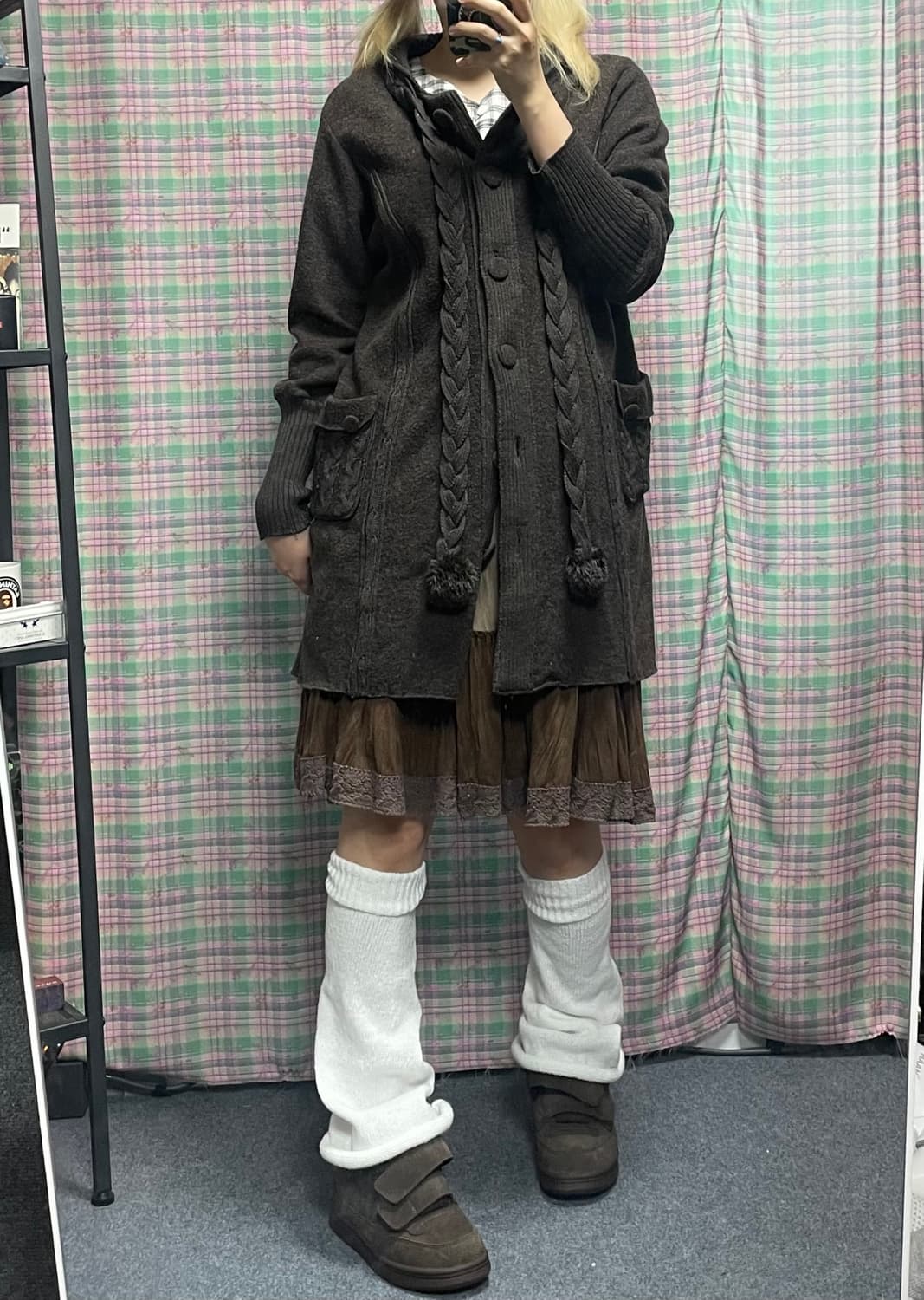 모리걸 브라운 폼폼이 모리가디건 상품이미지1