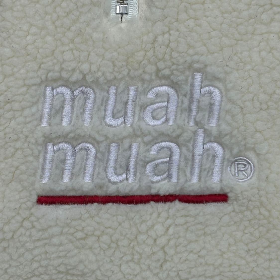 무아무아 컬렉션 아이보리 뽀글이 플리스 하프 집업 후드티 F 상품이미지2