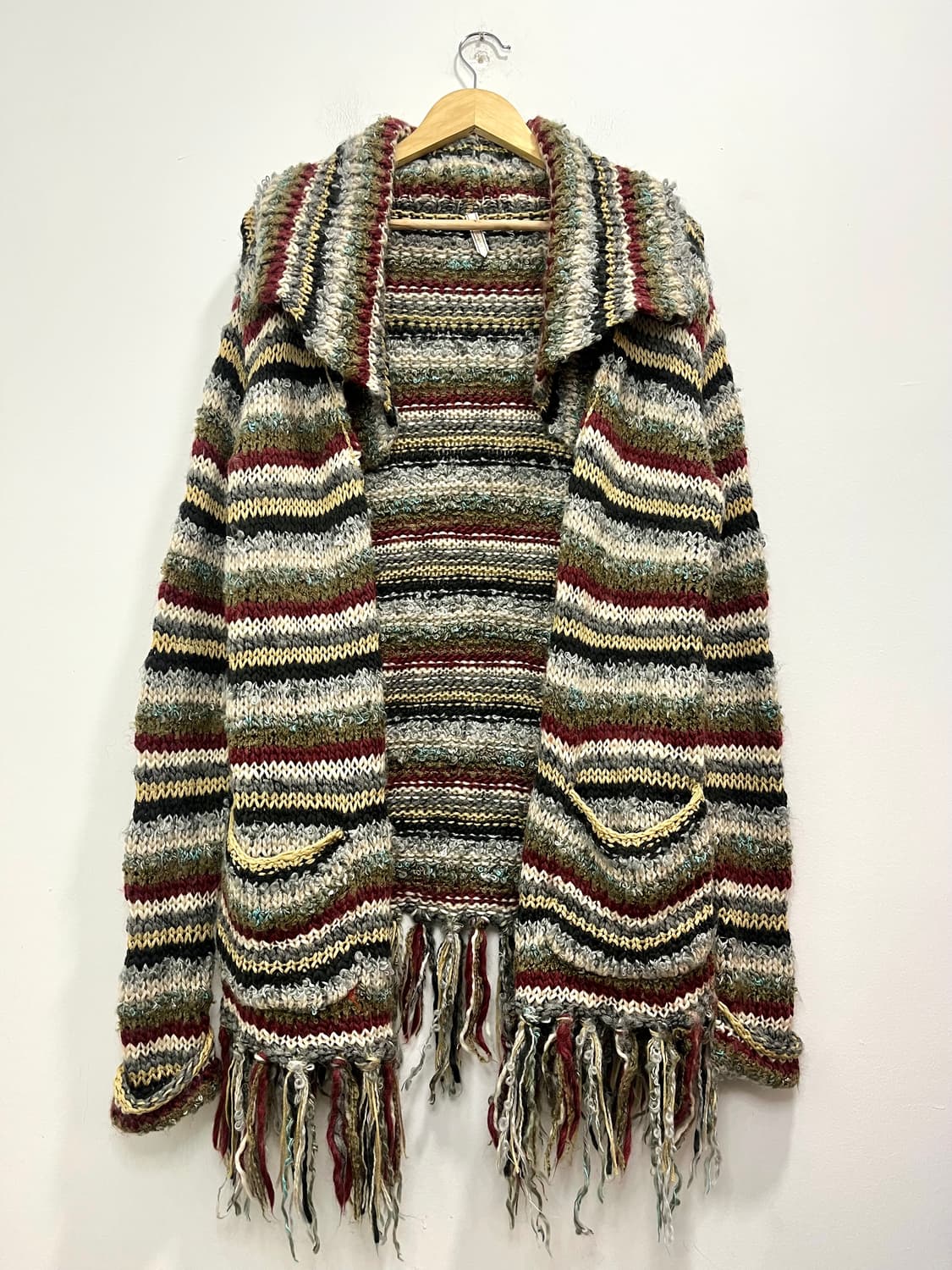 일본 빈티지 히피 무지개떡 테슬 니트 오픈 롱가디건  상품이미지6