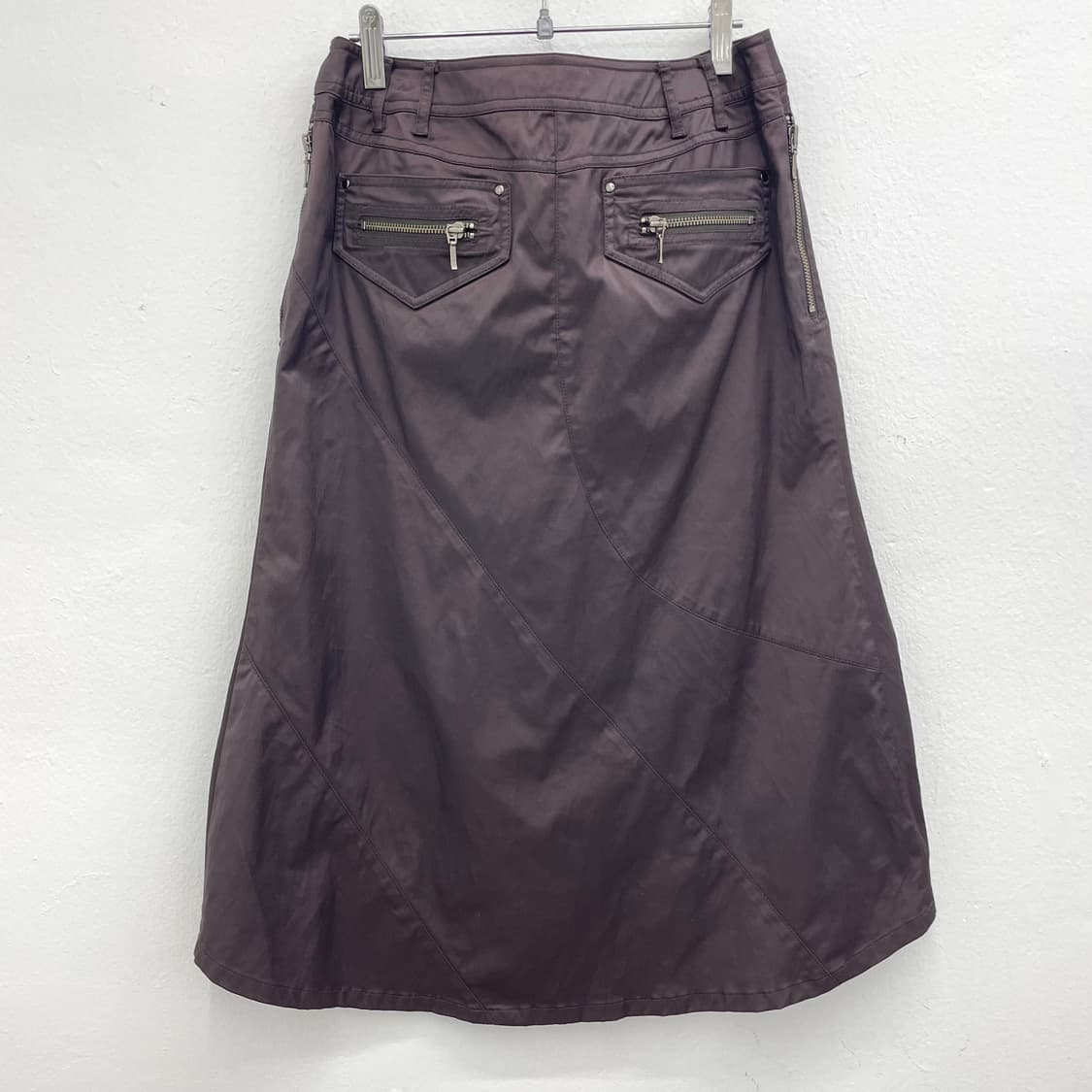 Brown zip detail midi skirt 상품이미지2