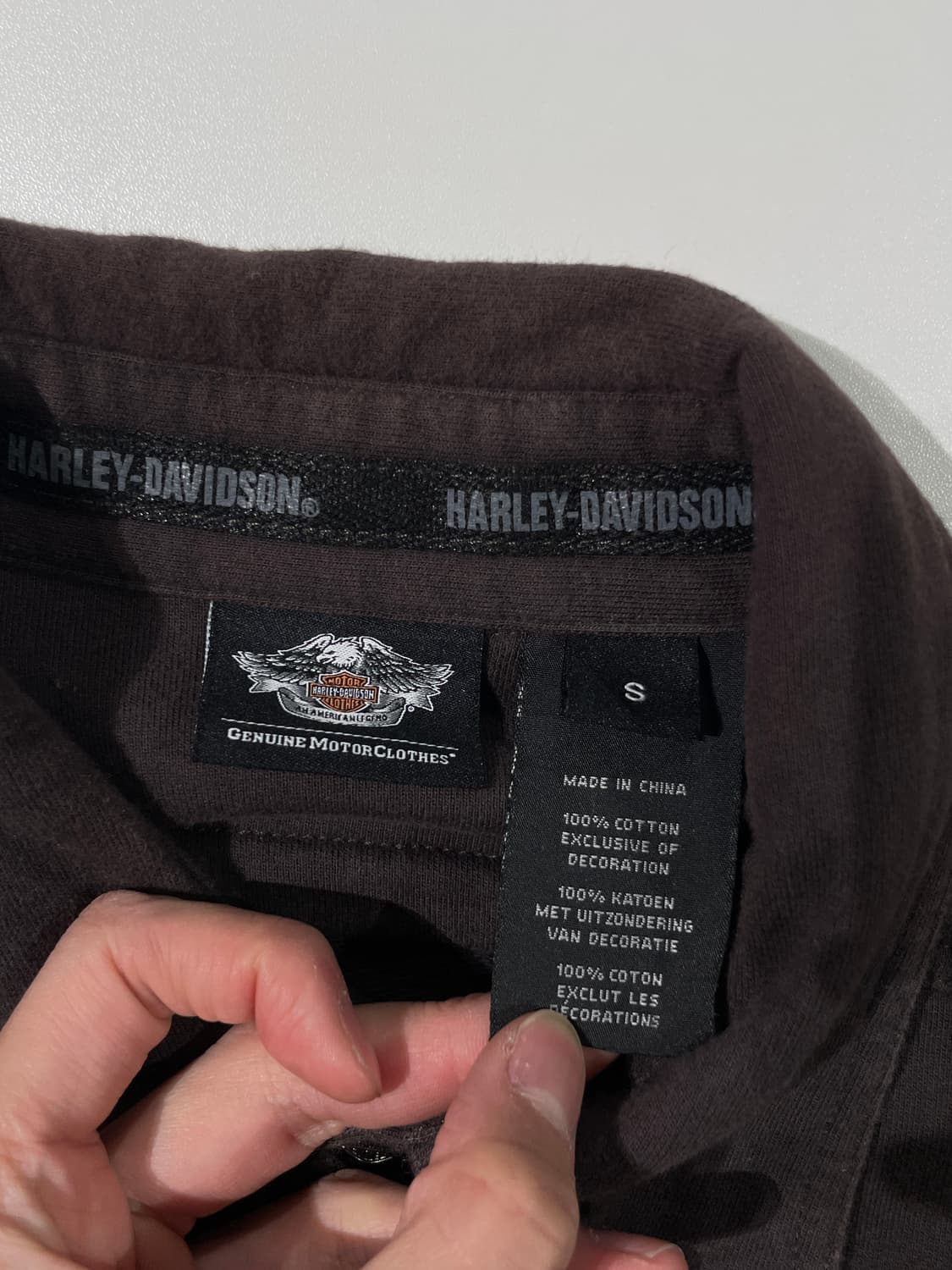 할리 데이비슨 브라운 싱글 포켓 스냅버튼 코튼 셔츠 상품이미지7