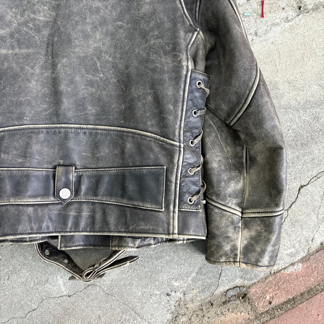 90s 빈티지 견장 버클 고딕 라이더 자켓 상품이미지8