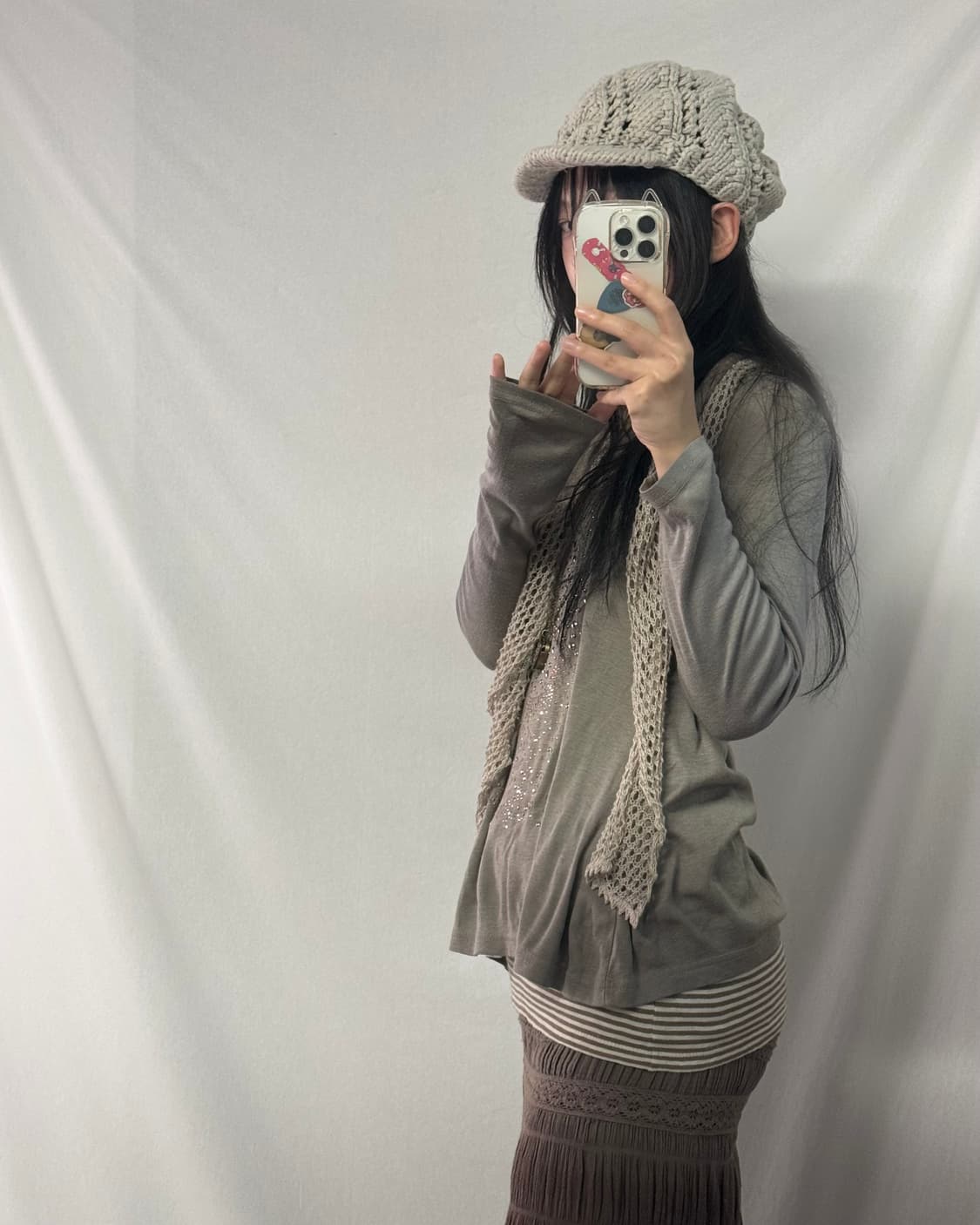 와이드 넥 스트라이프 레이어드 탑 2pcs SET 상품이미지4