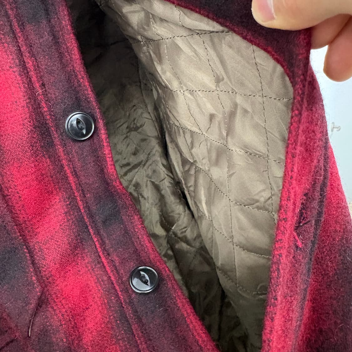 빈티지 밀스펙 레드/블랙 체크 셔츠 자켓 남성L 상품이미지5