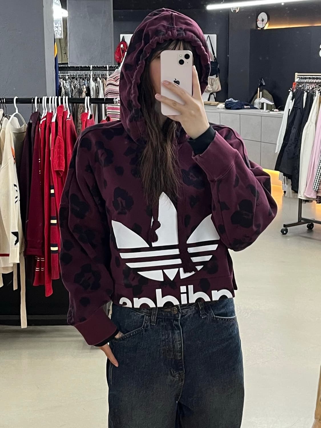 아디다스 레오파드 크롭 후드 상품이미지1