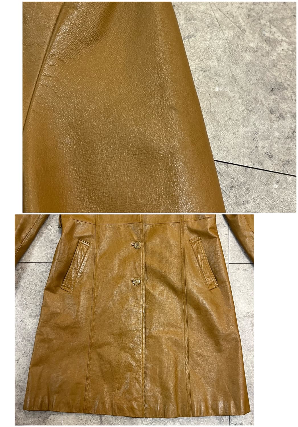 빈티지 소가죽 레더 롱 사죽 자켓 카멜 #csz2851 상품이미지4