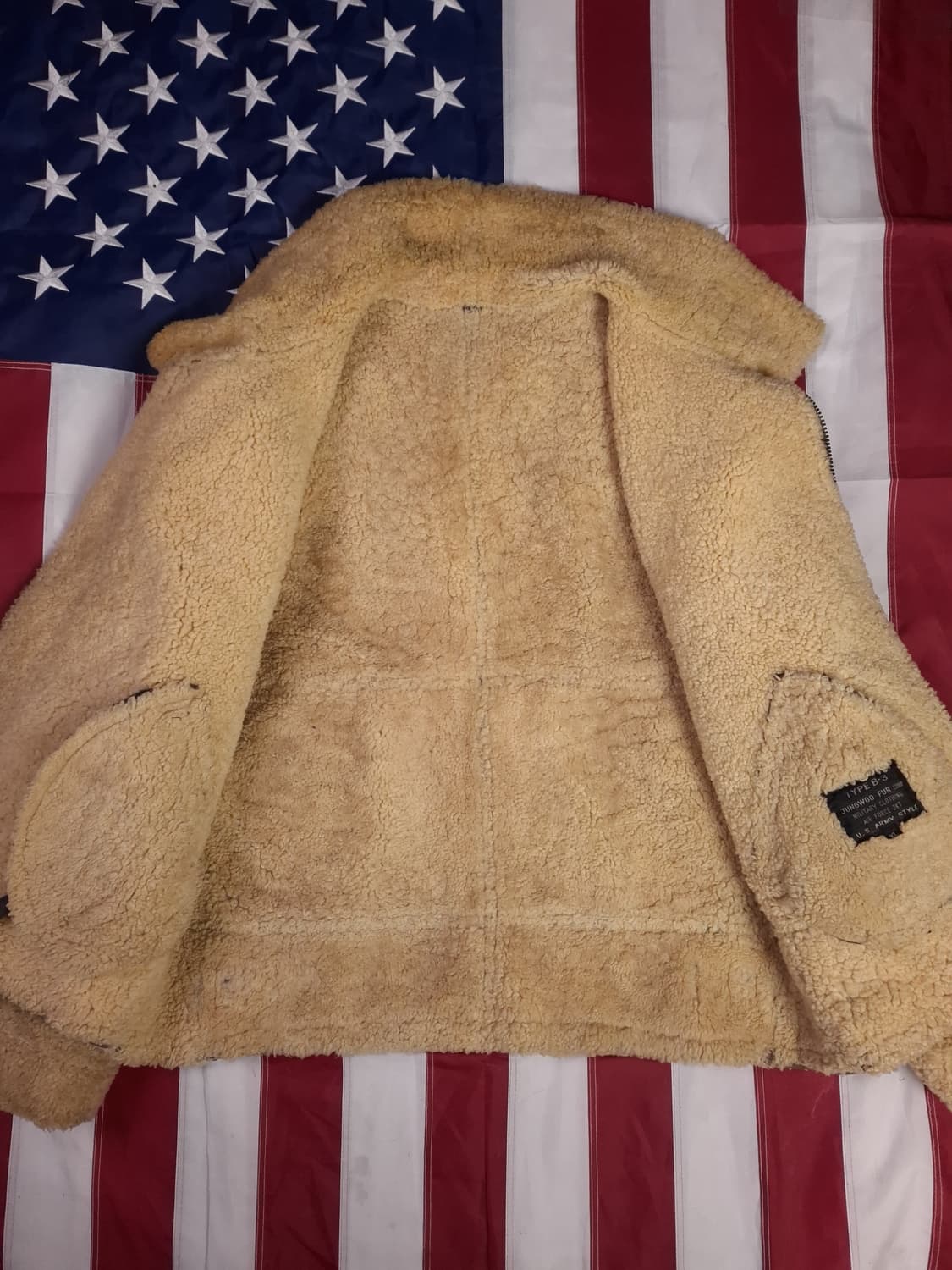 90's 국내산 미공군 B-3 TYPE 천연가죽 항공 폭격기 무스탕 상품이미지9