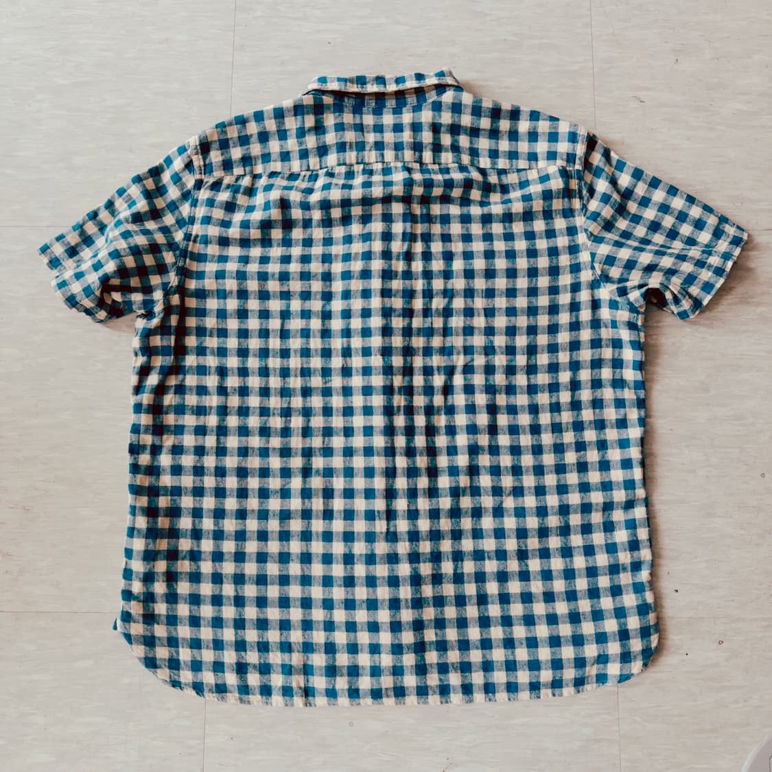 RRL 랄프로렌 린넨 블루 체크 반팔 셔츠 (L) 상품이미지9