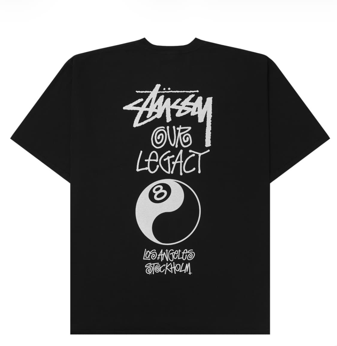 스투시 x 아워레가시 워크샵 8볼 피그먼트 다이드 음양 티셔츠 블랙 상품이미지1