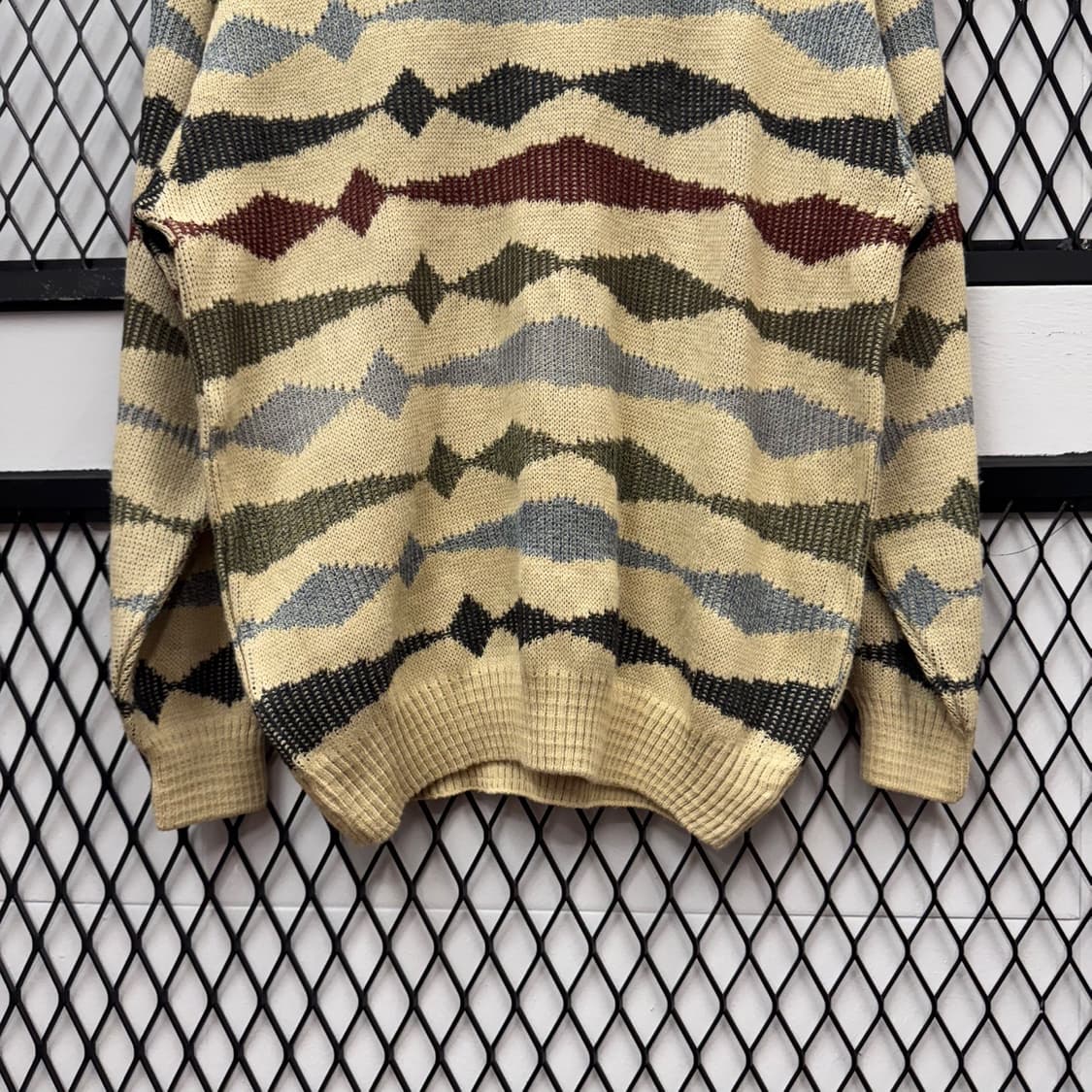 ITA VTG 기하학 패턴 울 니트 스웨터 라운드넥 멀티컬러 상품이미지4