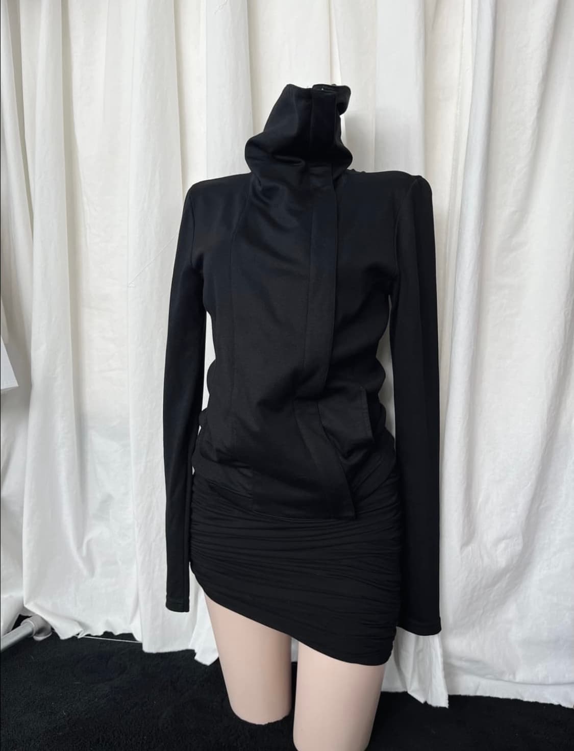 a/x 드레이프 하이넥 코튼 져지 니트 집업 상품이미지2