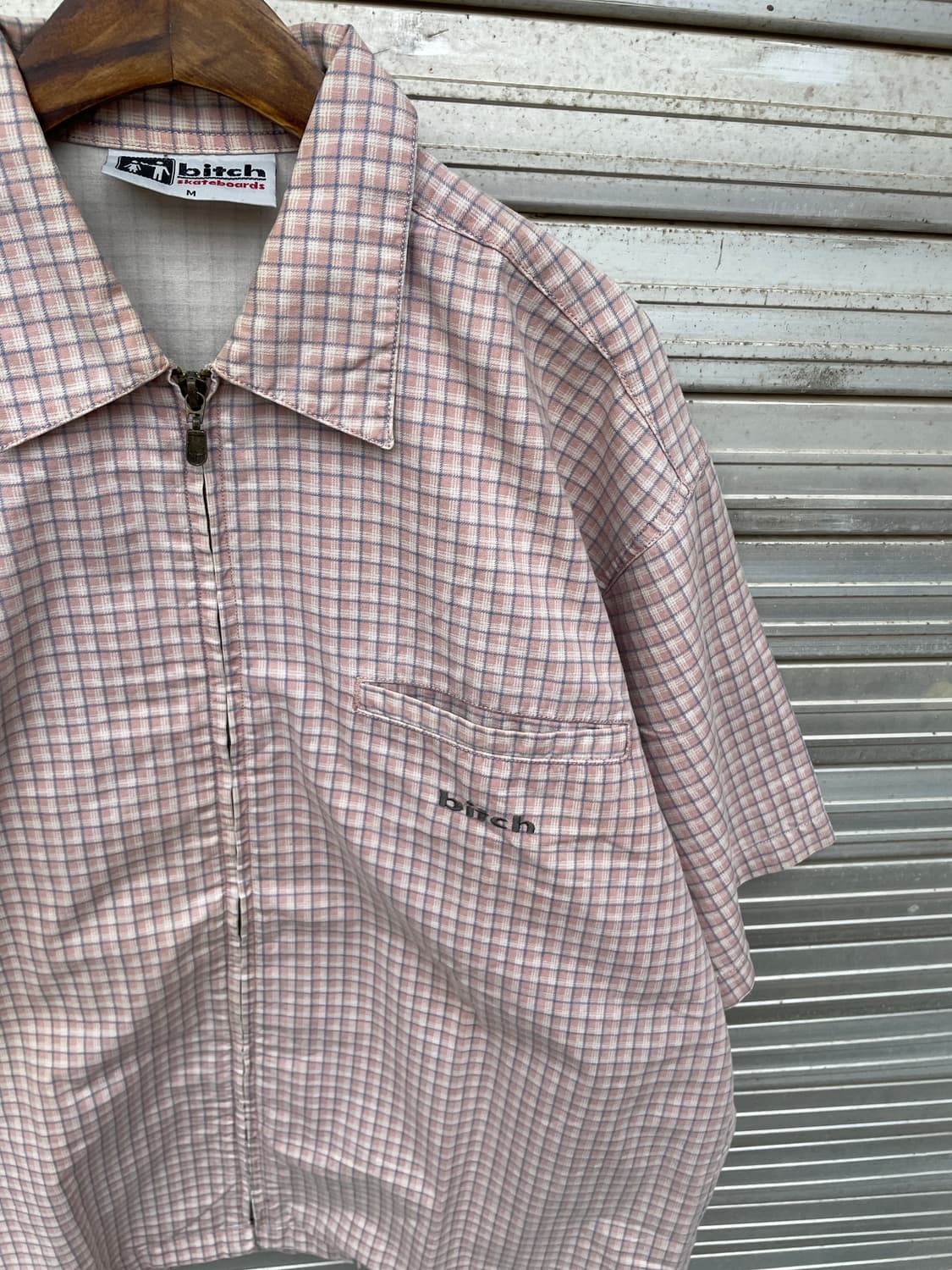 90-00s 00s Bitch Pink Check Zip-Up 상품이미지5