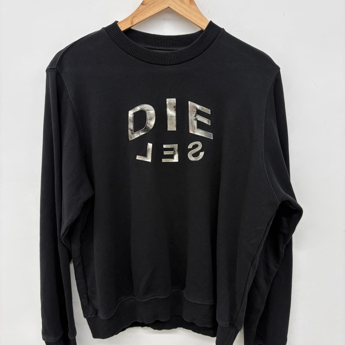 디젤 블랙 로고 맨투맨 티셔츠 공용 S 상품이미지2