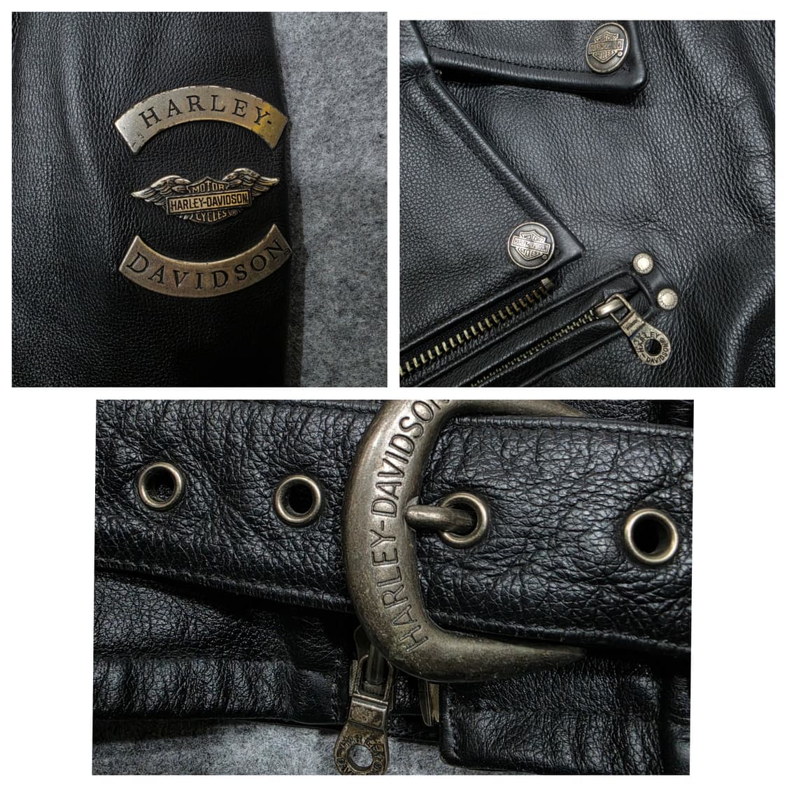 할리 데이비슨 이글 엠보 로고 레이스업 더블 라이더 자켓 가죽자켓 L 상품이미지9