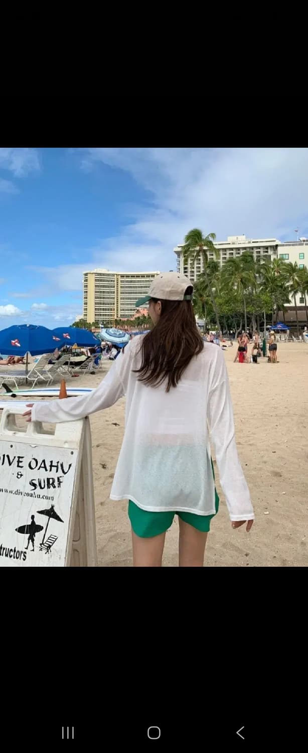 루즈 트임 커버업 티셔츠 K 화이트 수영복 비키니 상품이미지2