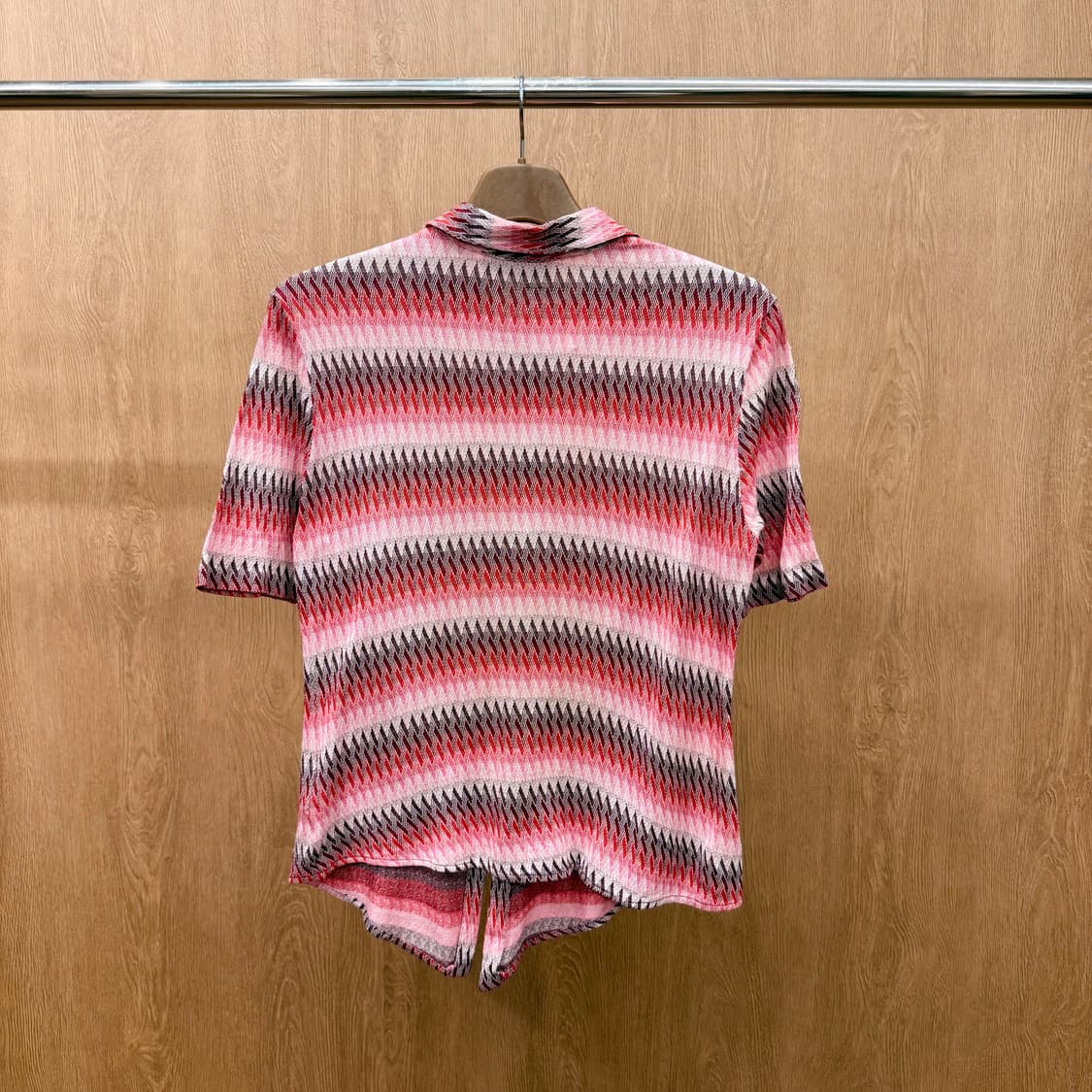 미쏘니 스포츠 지그재그 패턴 반팔 셔츠 코튼 비스코스 핑크 상품이미지3