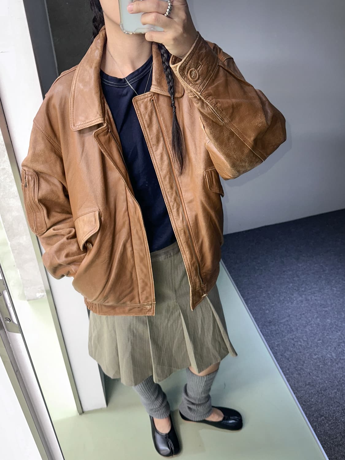 beige belt pleats midi skirt 상품이미지3