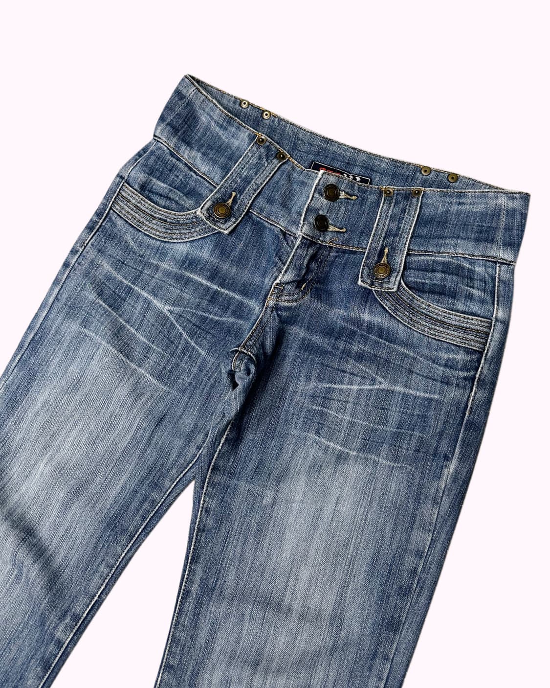 double button low-rise boots-cut jean 상품이미지2