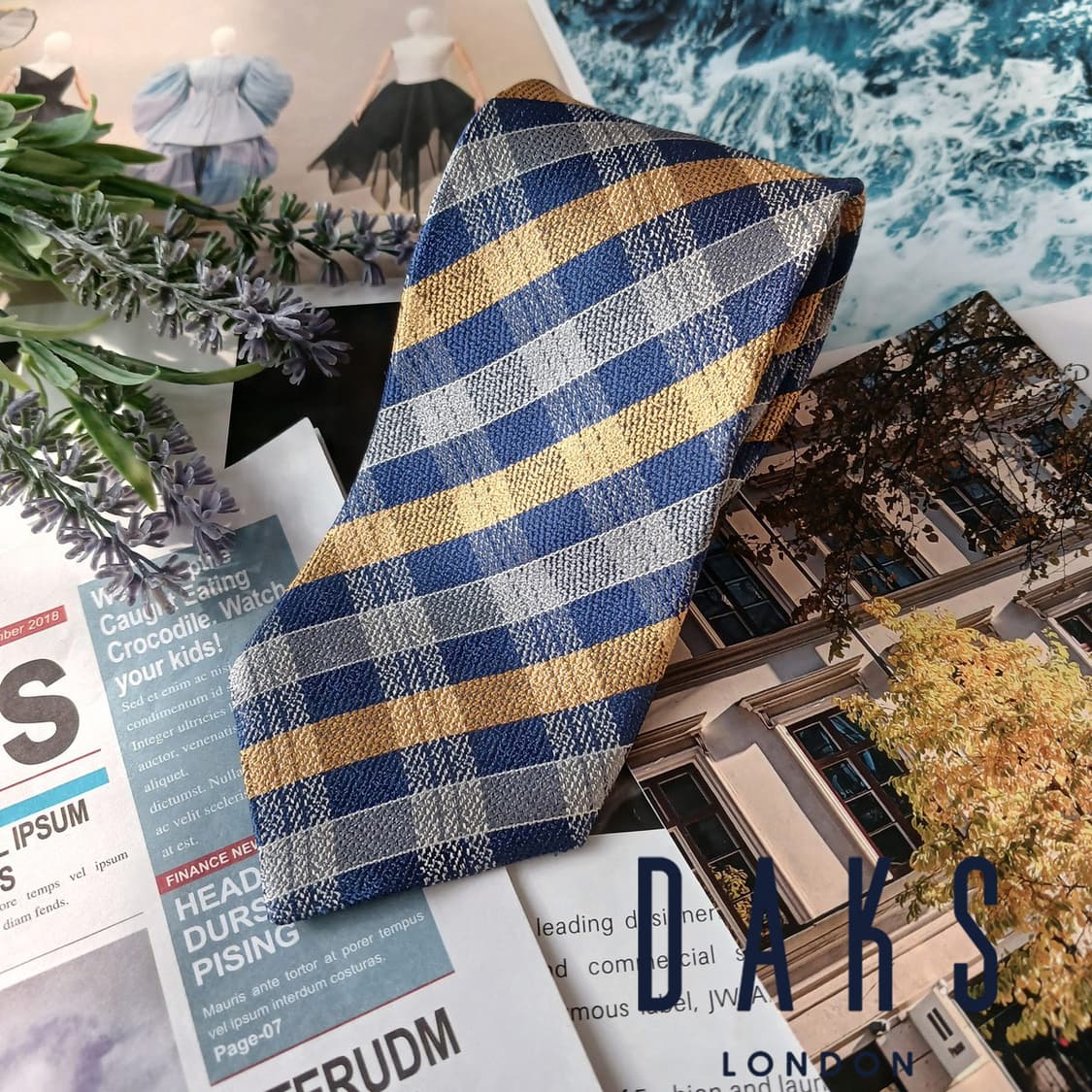 닥스 실크 블루 스트라이프 넥타이 8cm A+등급 A19811 상품이미지1