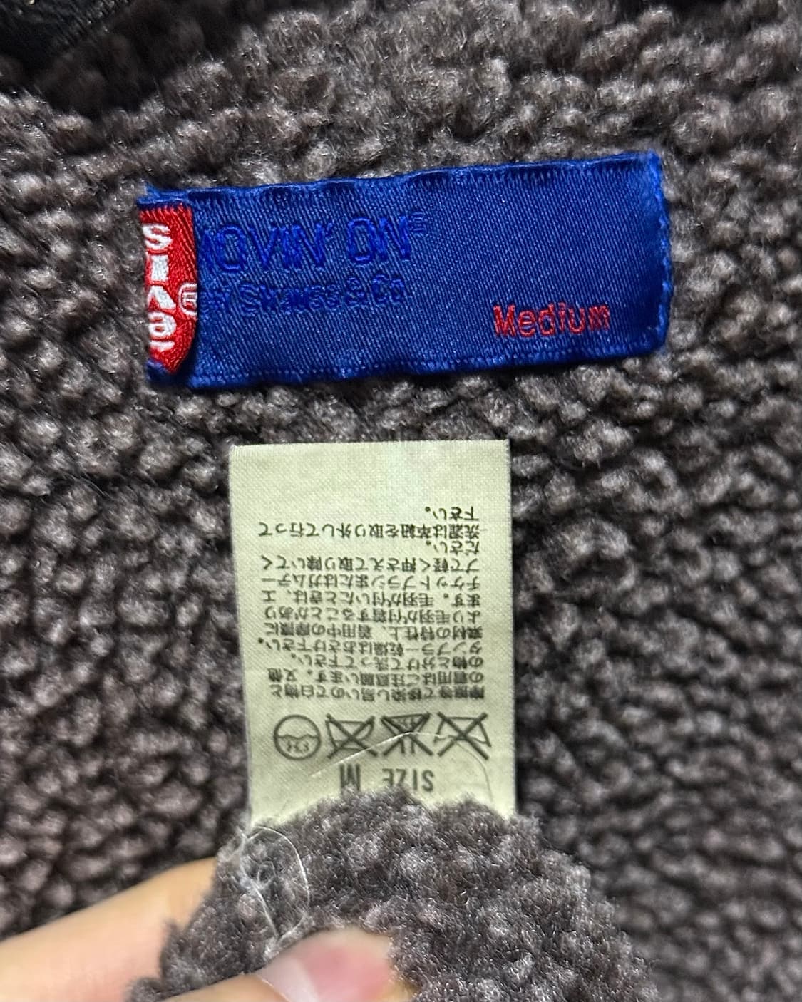 리바이스 헤링본 스트라이프 데님 쉐르파 트러커 더블 피코트 부클 양털 M 상품이미지9