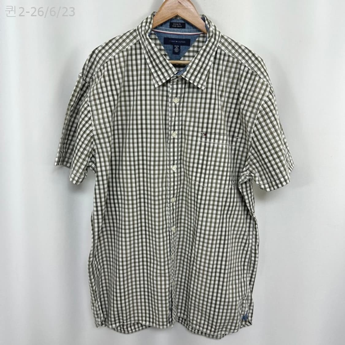 타미힐피거 남자 면100% 반팔 셔츠 남방 빅사이즈 XXL 상품이미지1