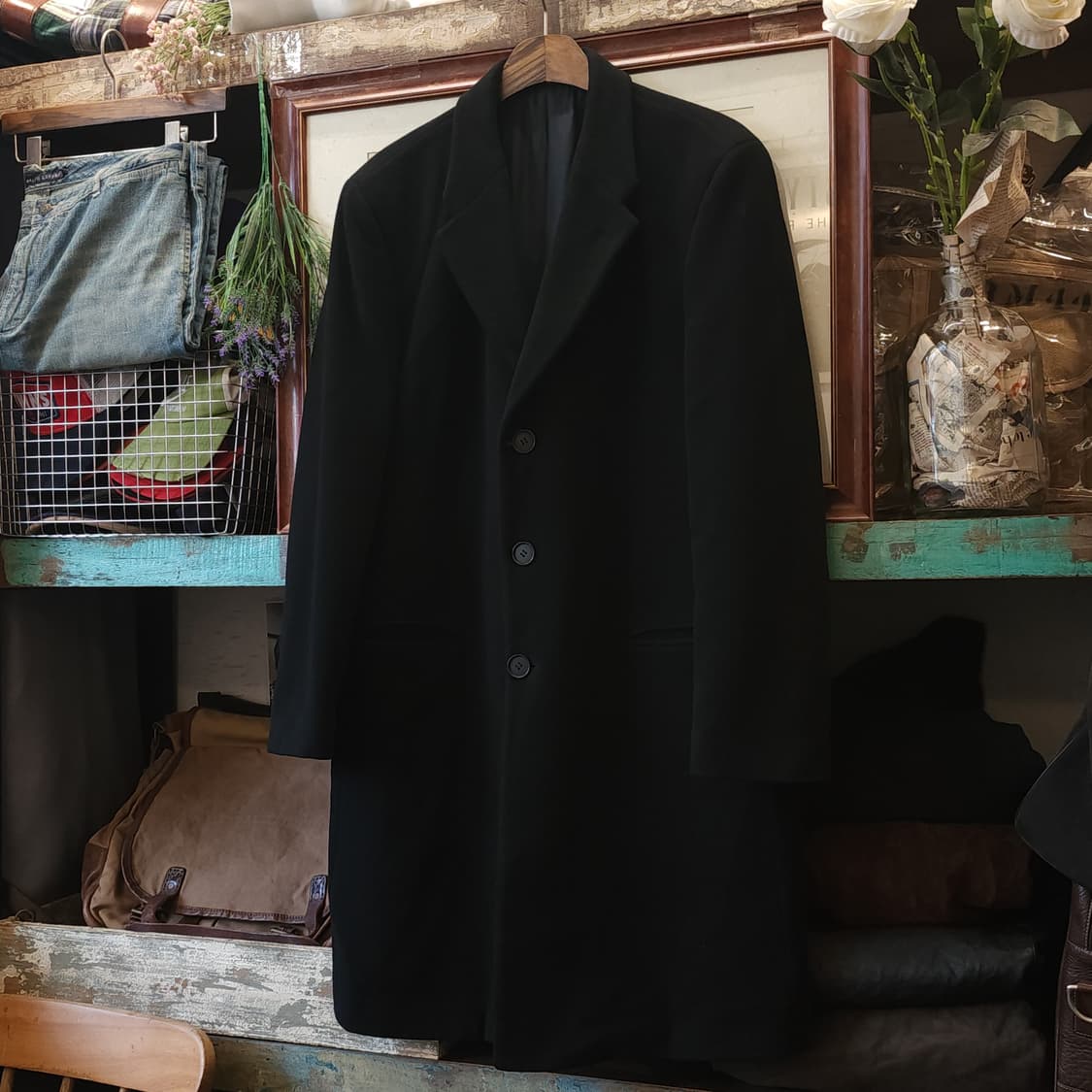 90s 아르마니 울 싱글코트 블랙 52 상품이미지2