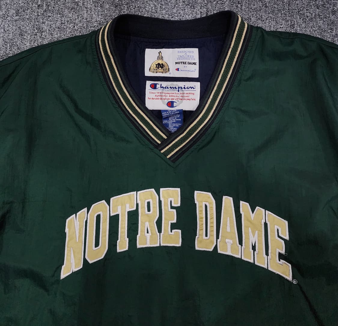 챔피온 노트르담 아이리쉬 빈티지 풀오버 웜업 나일론 맨투맨 XL 상품이미지3
